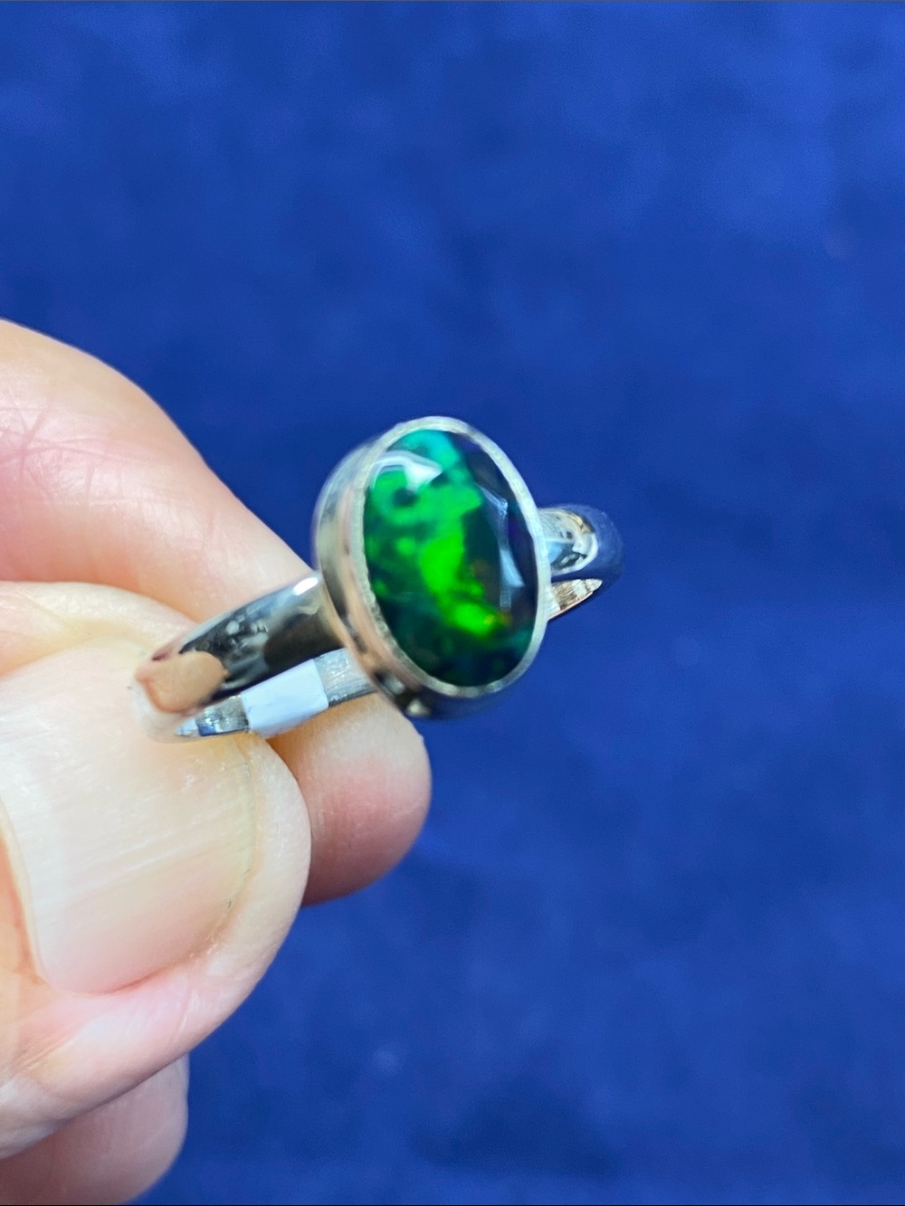 BLACK OPAL FACETED IN SOLID STERLING SILVER 925 SIZE 7